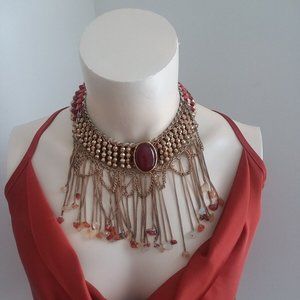 Handmade recycled chain dangle statement necklace choker OOAK